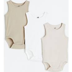 1-3M Bodysuits H&M Baby Beige 3-pack sleeveless bodysuits