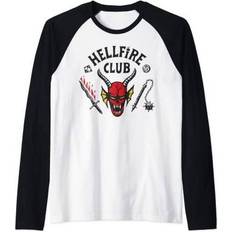 Hellfire club tshirt Fifth Sun Stranger Things Hellfire Club Raglan T-shirt Unisex - White/Black