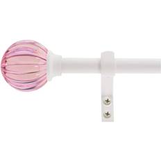 Decopolitan 5/8 Fluted Ball Curtain Rod Set 26 to 48 Inches Pink