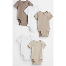 Short Sleeves Bodysuits Children's Clothing H&M Baby Brown 5-pack cotton bodysuits