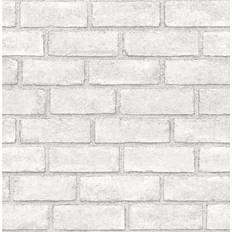 Wallpapers Scott Living District Brick White Self Adhesive Wallpaper White