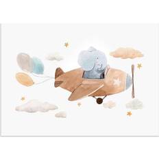 Paper Posters Kid's Room Postery Elephant Pilot - Brown