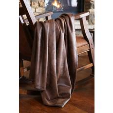 Faux Leather Blankets CARSTENS INC Wyoming Faux Leather Throw Blanket One Size Blankets Brown (152.4x127cm)