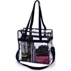 Transparent Fabric Tote Bags Handy Laundry Clear tote bag stadium approved shoulder strap, zipper closure