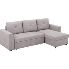 3 sofa Homcom Linen-Look Grey Sofa 232cm 3 Seater