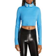 Reebok Women Sweaters Reebok Women's Cropped Logo Turtleneck Top Blue