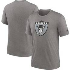 Rayon T-shirts Nike Men's Heather Charcoal Las Vegas Raiders Rewind Logo Tri-Blend T-Shirt