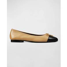 Tory Burch Cap-Toe Ballet Ginger Shortbread/Perfect Black