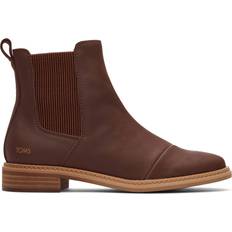 Toms Braune flache Damen-Chelsea-Boots aus Leder Charlie Größe Stiefel Chestnut Chestnut