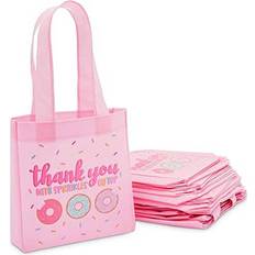 Gift Bags Blue Panda Donut gift bags with handles, birthday party pink, 6.5 x 7 x 1.77 in, 24 pack