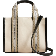 Georjea Branded Webbing Canvas Small Tote Bag - Ecru