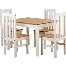 SECONIQUE Ludlow White/Oak Effect Dining Set 80x110cm 5pcs