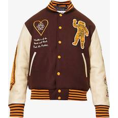 Brown Jackets Billionaire Boys Club Mens Brown Brand-appliquéd Boxy-fit Woven Varsity Jacket