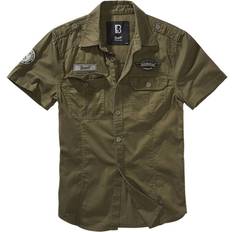 Vita Skjortor Brandit Luis Vintage Shirt Short Sleeve Olivgrön, 3XL
