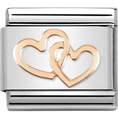 Stainless Steel Charms & Pendants Nomination Composable Classic Link Hearts Intertwined Charm - Silver/Rose Gold