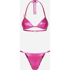 Dolce & Gabbana Vrouw Bikinitops Dolce & Gabbana Laminated Triangle Bikini with Logo Pink