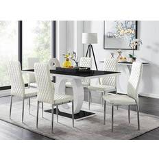 Beige Dining Sets Giovani Dining Set 160x90cm 7pcs