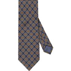 Polyamid Krawatten Eton Navy Blue Fuji Silk Tie Medallion Pattern Slips Silke hos Magasin Blå