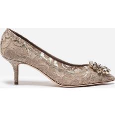 Viscose Hakken & Pumps Dolce & Gabbana Lace Rainbow Pumps Beige