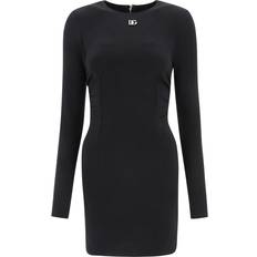 Dolce & Gabbana Minikleid Aus Milano-Ripp Mit DG-Logo Schwarz