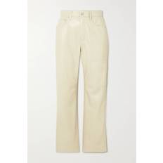 Vinni Straight-Leg Alt-Leather Crop Pants - Creme