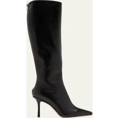 Jimmy choo for women Jimmy Choo Womens Black Agathe Point-toe Knee-high Leather Boots Eur Women
