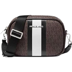 Michael Kors Jet Set Travel Small Signature PVC Striped Oval Crossbody Bag - Brown