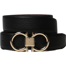 Leather Clothing Ferragamo Classic Textured-Leather Reversible Belt - Black