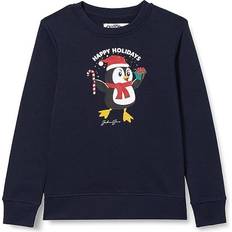 Lange Ärmel Weihnachtspullover Jack & Jones Junior Jortoon Sweat Crew Neck Christmas Sweater - Navy Blue Blazer