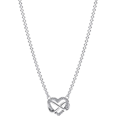 Infinity Heart Choker Necklace - Silver/Transparent
