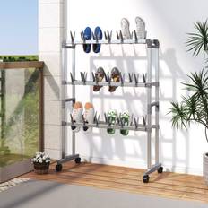 Argento Portascarpe vidaXL with Wheels Silver Organiser Stand Shoe Rack