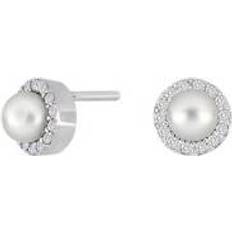 Siersbøl Sterling Silver Stiftörhängen Med Pärla - Pärla/Zirconia