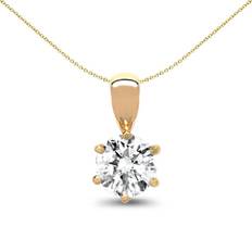 SI (1-2) Necklaces Jewelco London Classic Solo Solitaire Pendant Necklace - Gold/Diamond