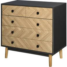 Furniture Homcom Wooden Dark Grey /Natural Chest of Drawer 80x80cm