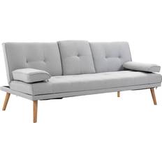 Sofa Beds - Wood Sofas Homcom Scandi Style Grey Sofa 181cm 3 Seater