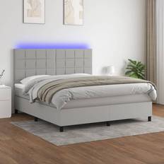 160cm - 7 zone Letti Continentali vidaXL A Molle Materasso E Led Grigio Chiaro 160x200 cm Tessuto Letto Continentale