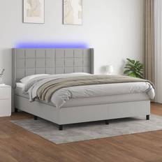 160cm - 7 zone Letti Continentali vidaXL A Molle Materasso E LED Grigio Chiaro 160x200 cm Tessuto Letto Continentale