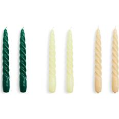 Beige Bougies Hay Twist Candles - Set of 6 in Green/Citrus/Beige Bougie