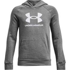 Under Armour Hoodies Under Armour Rival Fleece Big Logo Hoodie 025 castlerock light heather/white 127-137 cm