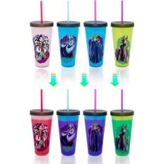 Silver Buffalo Disney Villains Color-Changing Plastic Tumblers Set of 4