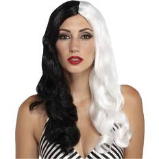 Vampires Wigs Horror-Shop Sinestress Lockenperücke Schwarz/Weiß Halloween Perücke