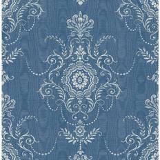 Wallpapers Seabrook Designs Colette Cameo Nonwoven Unpasted Wallpaper French Blue