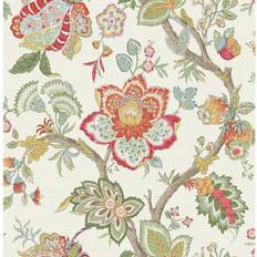 Wallpapers Seabrook Designs Bernadette Jacobean Nonwoven Unpasted Wallpaper Pomme & Antique Ruby