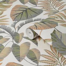 Jungle Leaves Orange Smooth Wallpaper