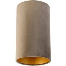 Gold Shades QAZQA Velour Lampshade Taupe with Gold Interior 15/15/25 Shade