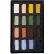 Black Crayons Unison Handmade Pastels Landscape Colors, Half Stick, Set of 16