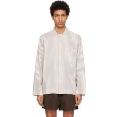 Weiß Schlafanzüge Tekla Off-White & Brown Oversized Pyjama Shirt Hopper Stripes