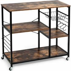 Wood Trolley Tables Costway Kitchen Baker's Rack Trolley Table 16x35.5"