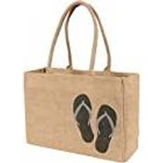 Jute Fabric Tote Bags Bed Bath & Beyond KAF Home Durable Jute Tote Green Flip-flops