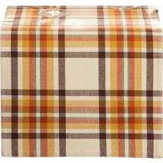 Elrene Home Fashions Russet Harvest Woven Plaid Tablecloth White